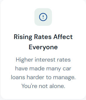 Rising rates affect everyone Rising Rates Affect Everyone Higher interest rates have made many car loans harder to manage. You're not alone.